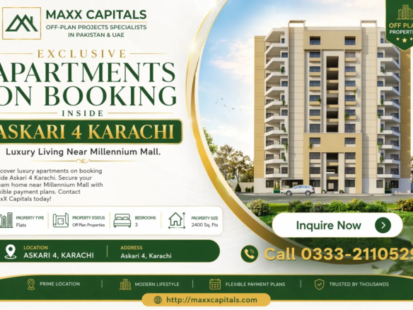 Luxurious apartments inside Askari 4 Karachi near Millennium Mall.